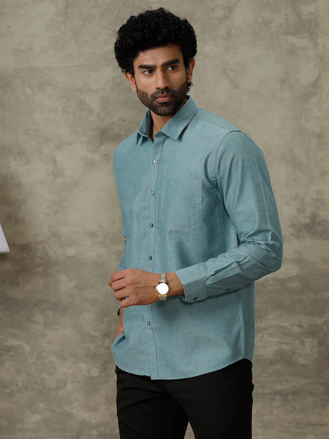 Men Cotton Rich Shirt Pine Green Trendy 8 YH5 - Image 3