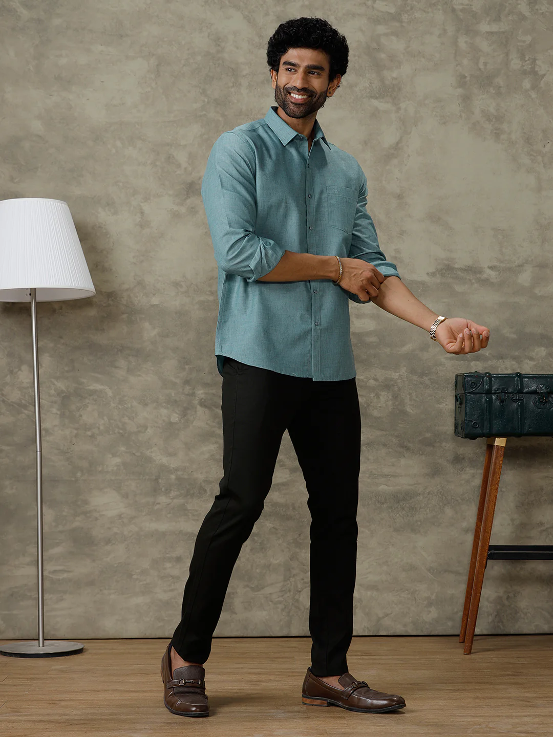 Men Cotton Rich Shirt Pine Green Trendy 8 YH5 - Image 6