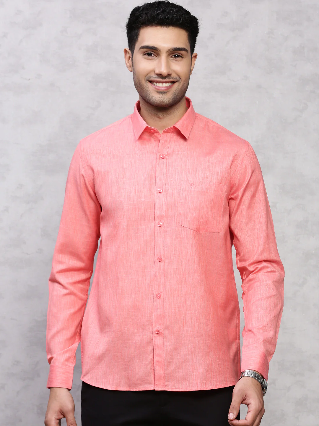 Men Cotton Rich Shirt Pink T12 CK5 - Image 3