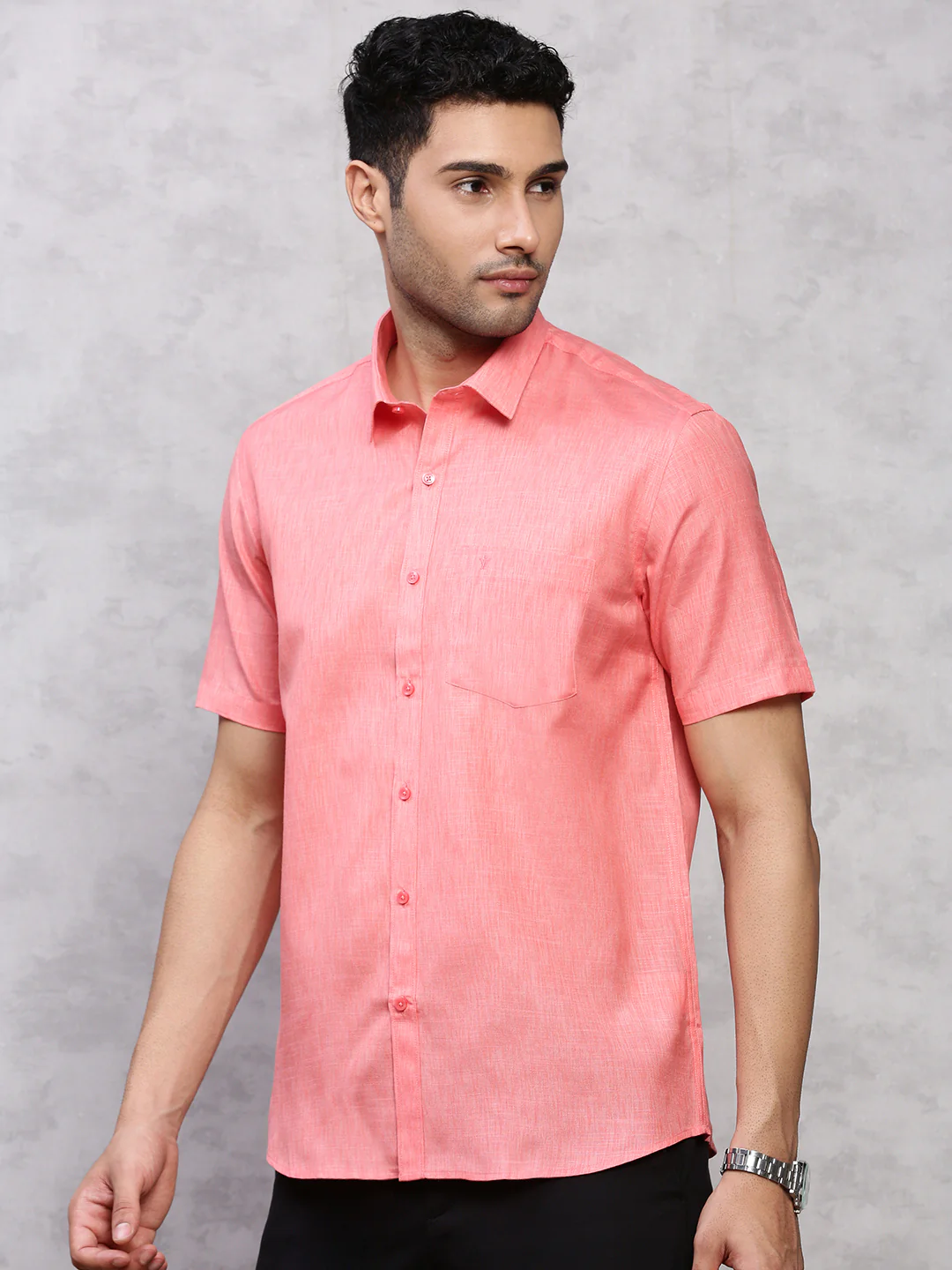 Men Cotton Rich Shirt Pink T12 CK5 - Image 4