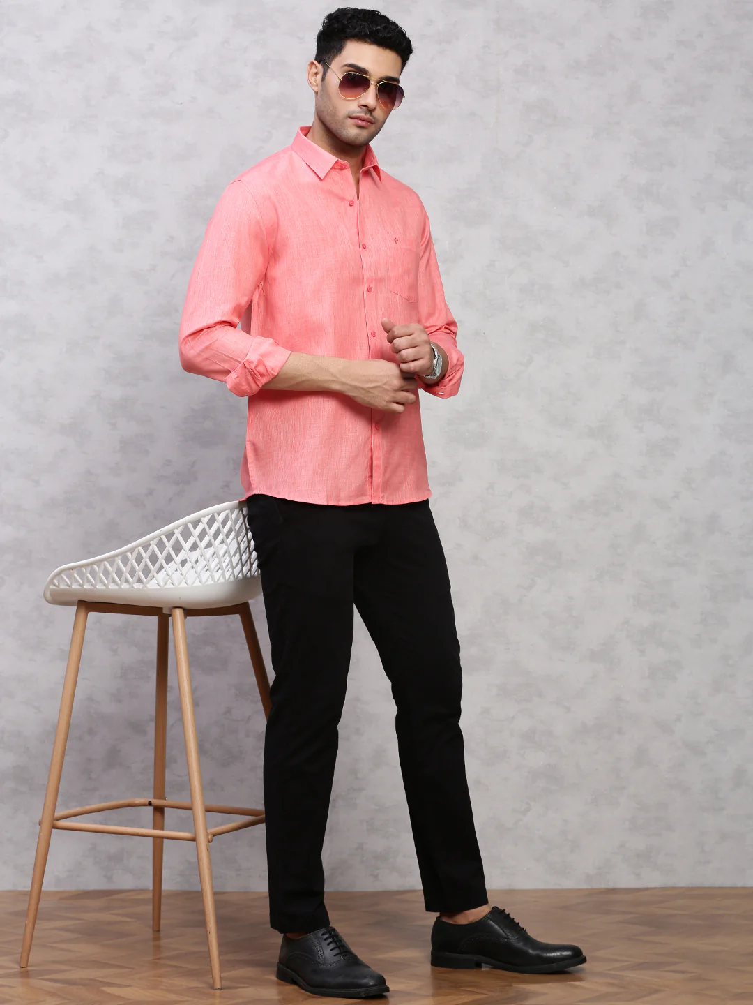 Men Cotton Rich Shirt Pink T12 CK5 - Image 7