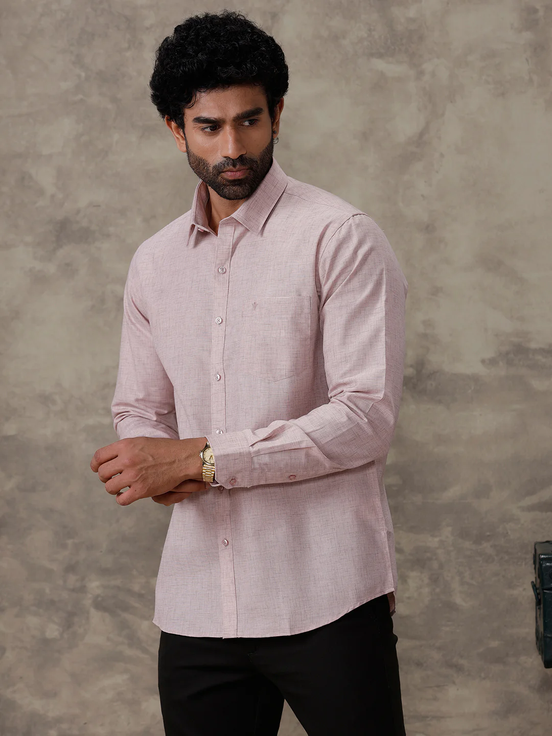 Men Cotton Rich Shirt Pinky Brown Trendy 8 YH7 - Image 3