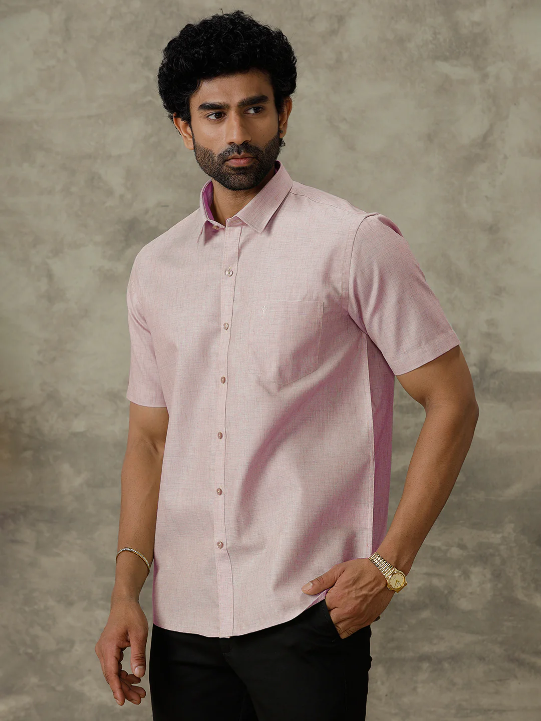 Men Cotton Rich Shirt Pinky Brown Trendy 8 YH7 - Image 4