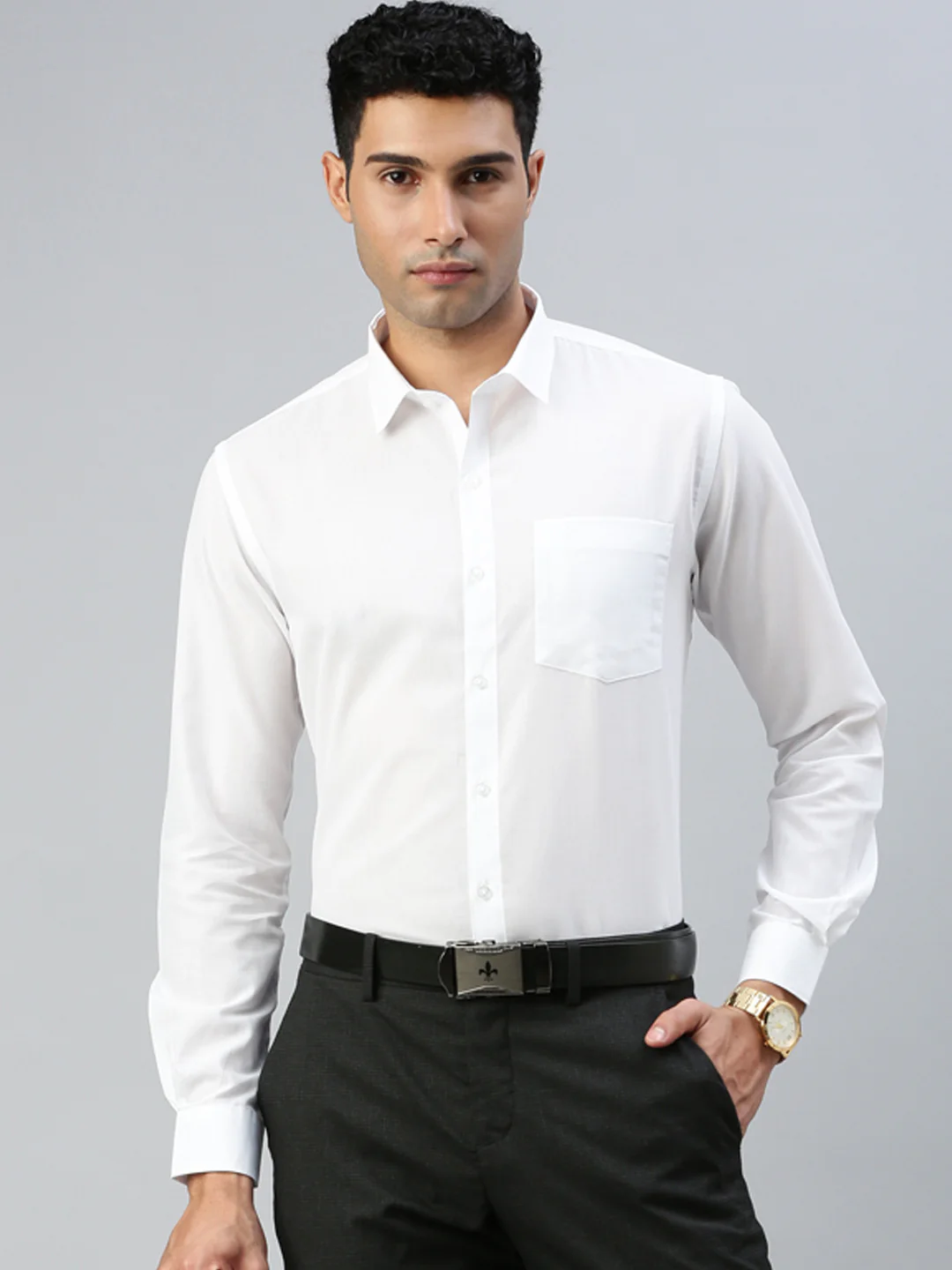 Men Cotton Rich White & Cream Full Sleeves Shirt Combo (2 Pcs Pack) - Image 5
