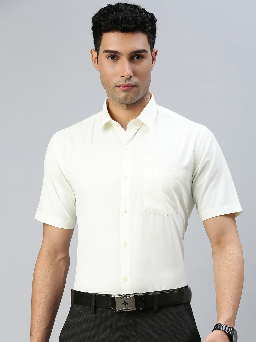Men Cotton Rich Cream Half Sleeves Shirt Combo (2 Pcs Pack) - Image 3