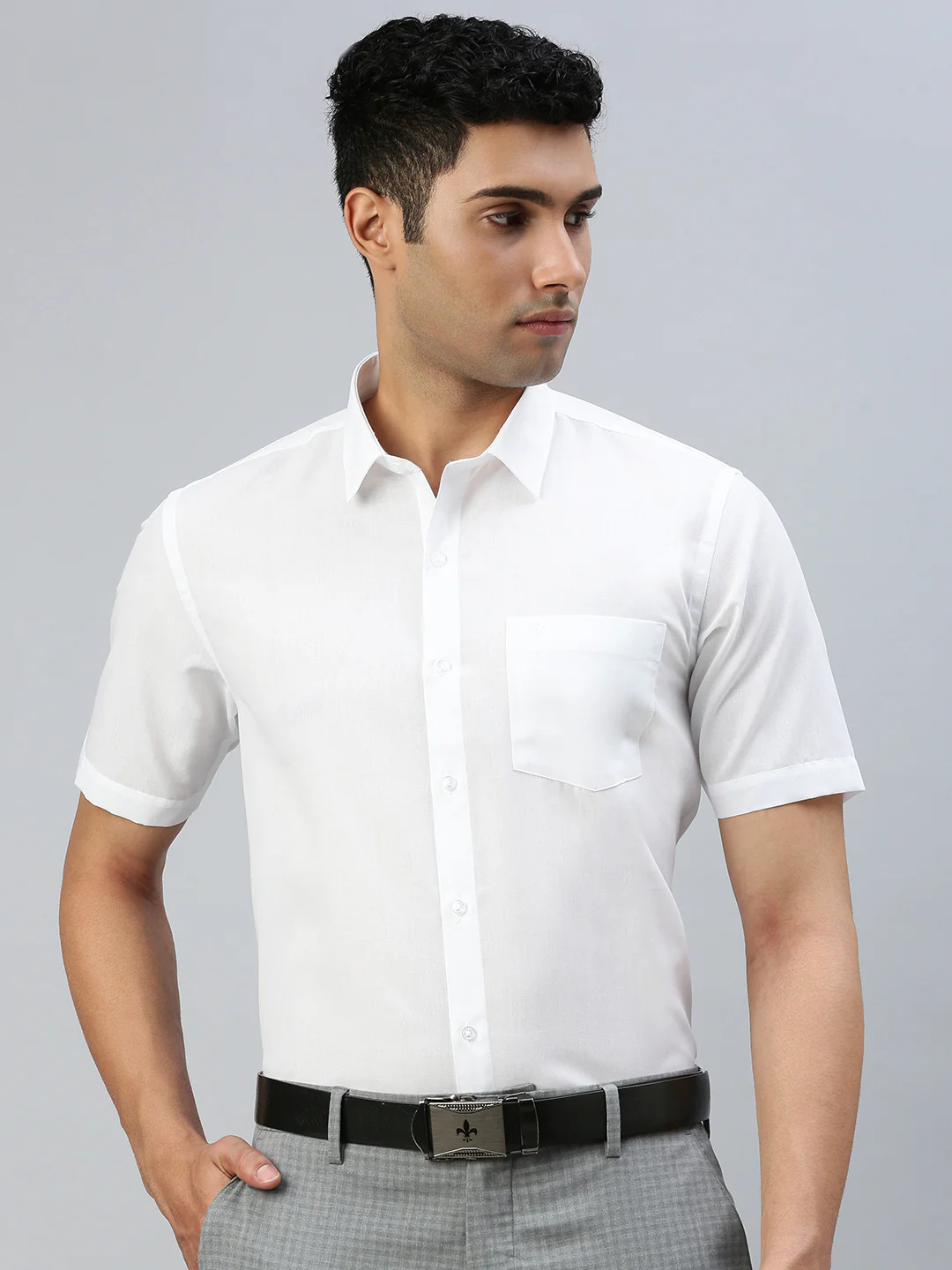 Men Cotton Rich White & Cream Half Sleeves Shirt Combo (2 Pcs Pack) - Image 3