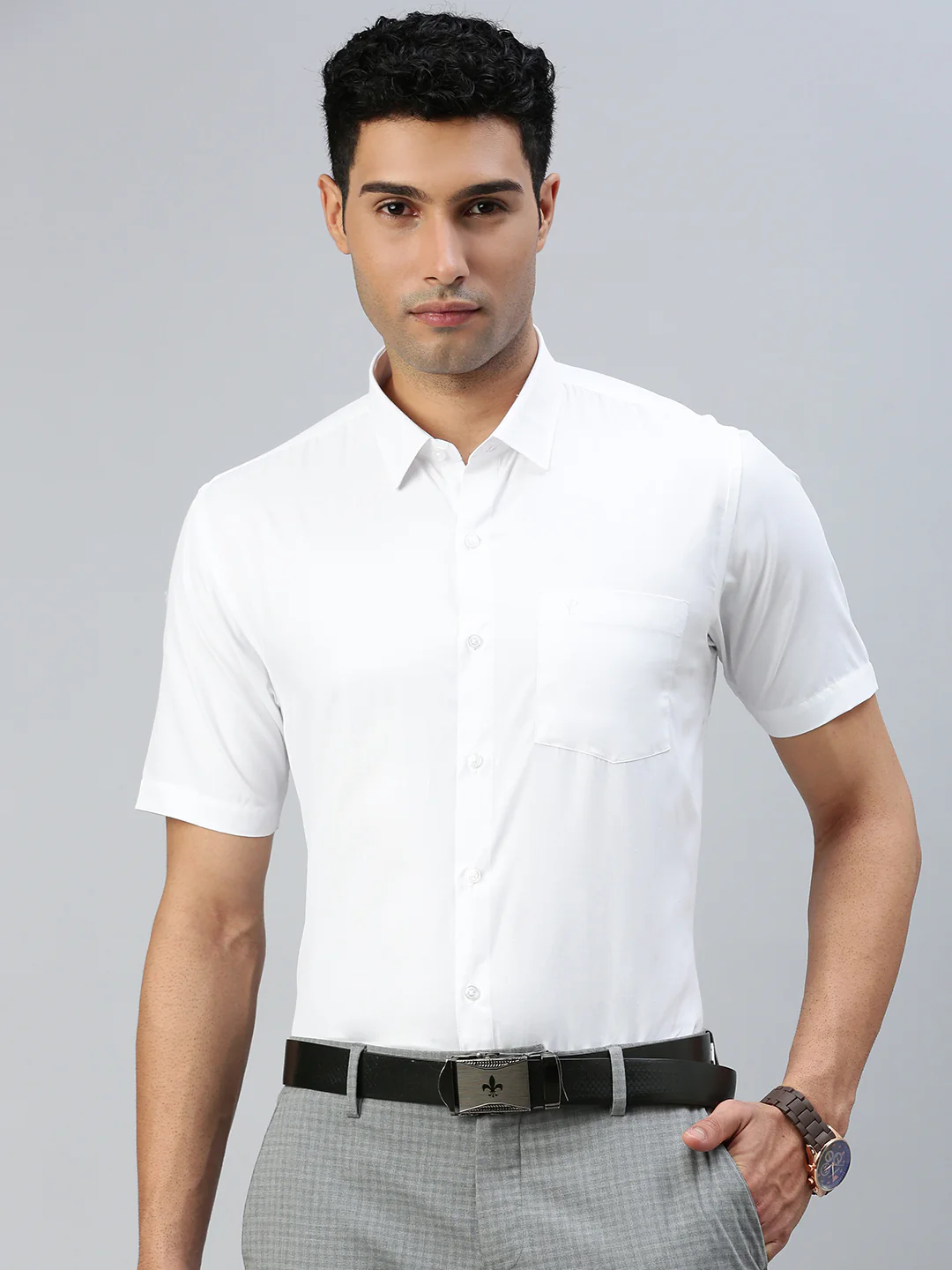Men Cotton Rich White Half Sleeves Formal Shirt (2 Pcs Pack) - Image 3