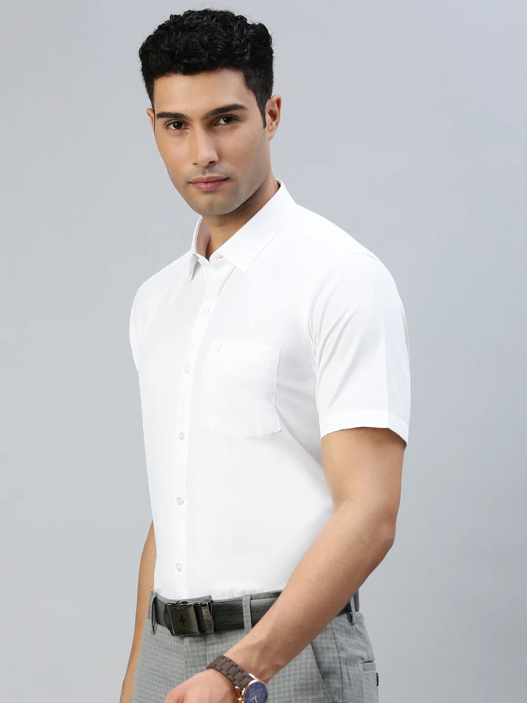 Men Cotton Rich White Half Sleeves Shirt Wewin (2 Pcs Pack) - Image 2