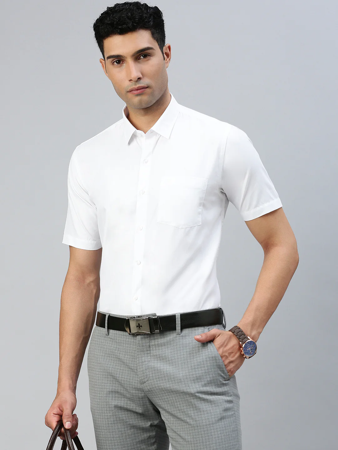 Men Cotton Rich White Half Sleeves Shirt Wewin (2 Pcs Pack) - Image 3
