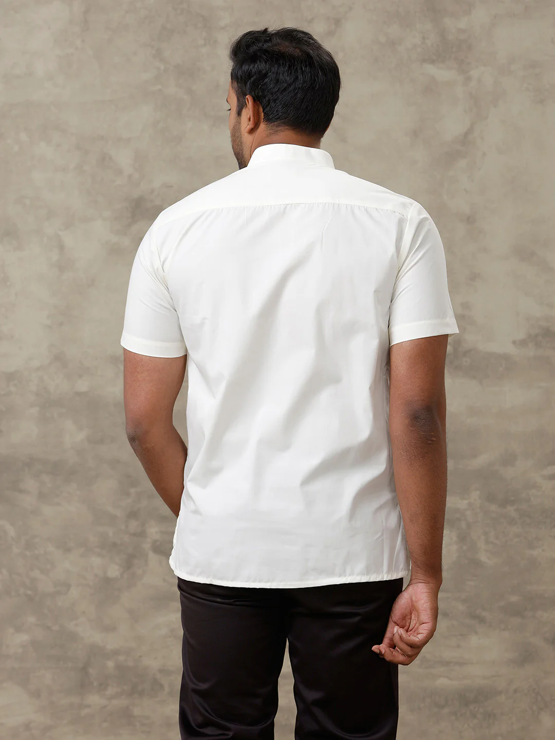 Men Cotton Short Length Plain Pocket Kurta Cream - Image 4