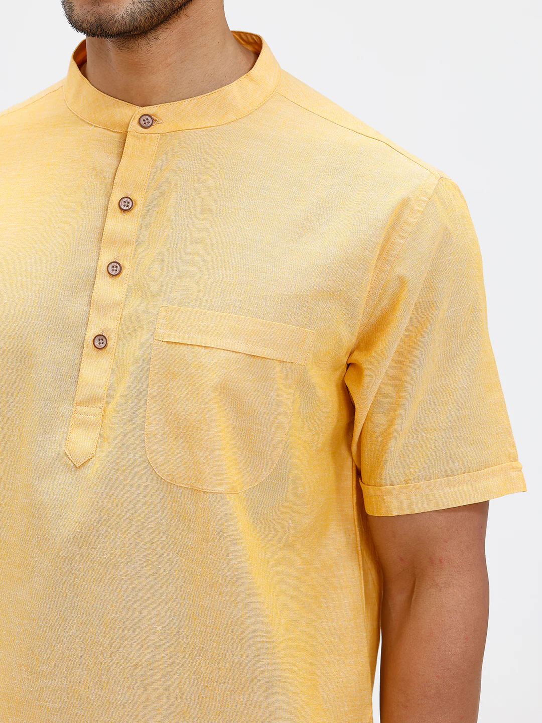 Men Cotton Short Length Plain Pocket Kurta Pale Orange PC31 - Image 5