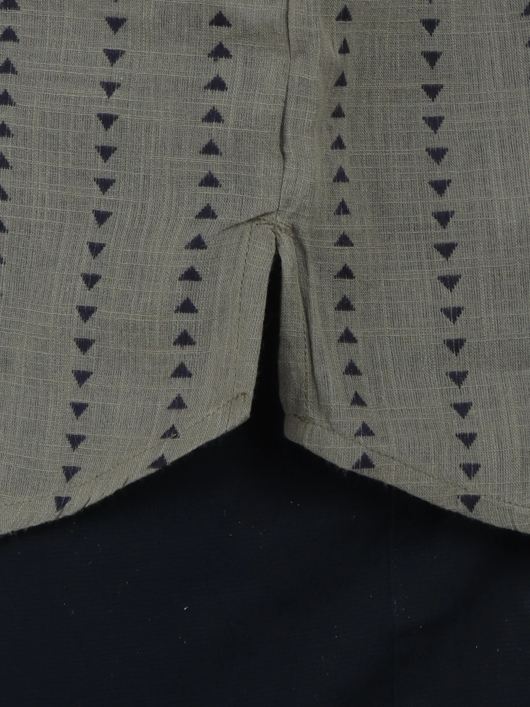 Men Cotton Short Length Self Design Pocket Kurta Beige Grey RJ48 - Image 4