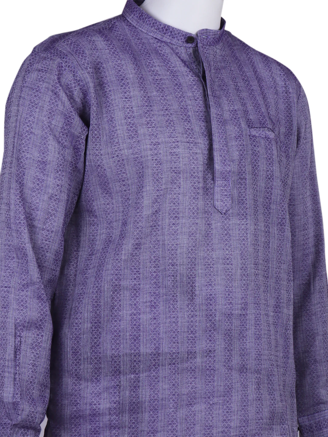 Men Cotton Short Length Self Design Pocket Kurta Blue Embriod RJ51 - Image 2