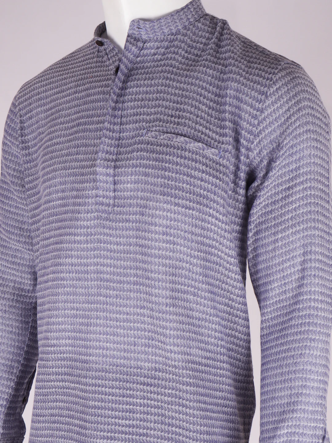 Men Cotton Short Length Self Design Pocket Kurta Denim Blue RJ44 - Image 4