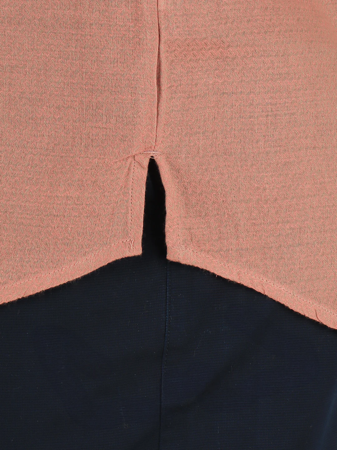 Men Cotton Short Length Self Design Pocket Kurta Peach Saffron RJ43 - Image 3