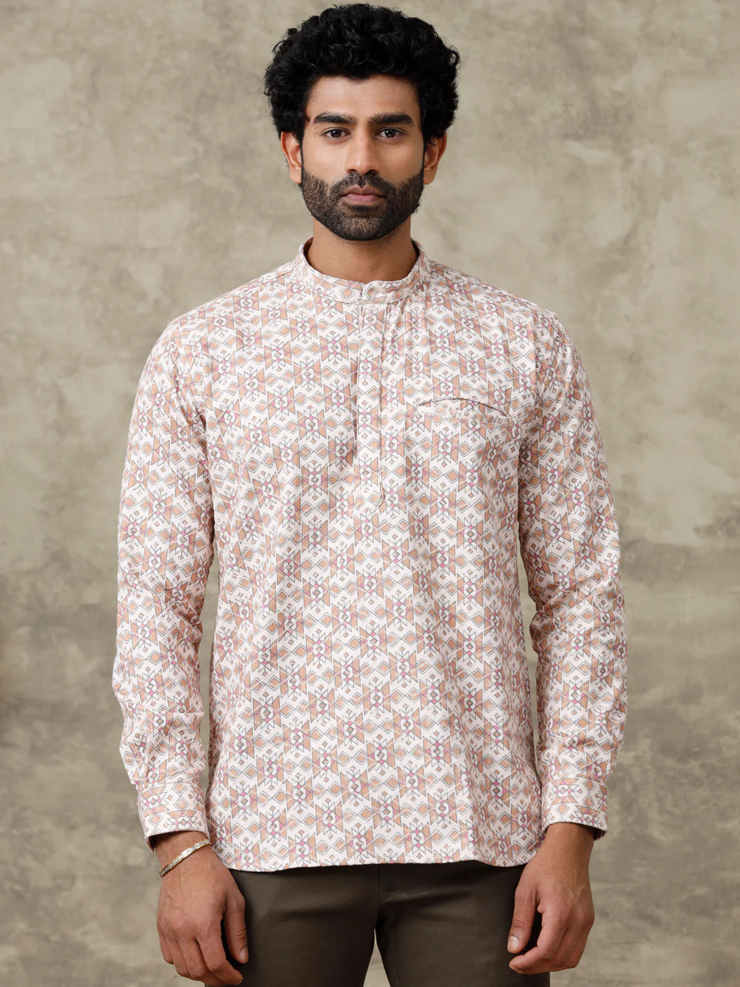 Men Cotton Short Length Self Design Pocket Kurta Sandal RF1 - Image 4
