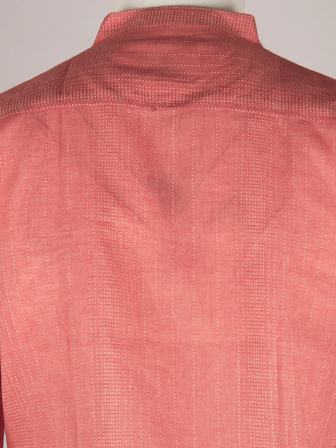 Men Cotton Short Length Striped Pocket Kurta Orange Pink RJ18 - Image 4
