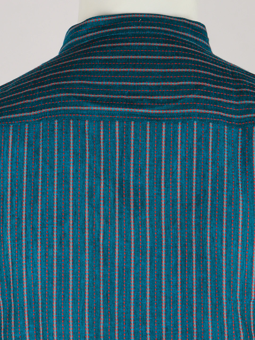 Men Cotton Short Length Striped Pocket Kurta Peacock Green RJ52 - Image 3