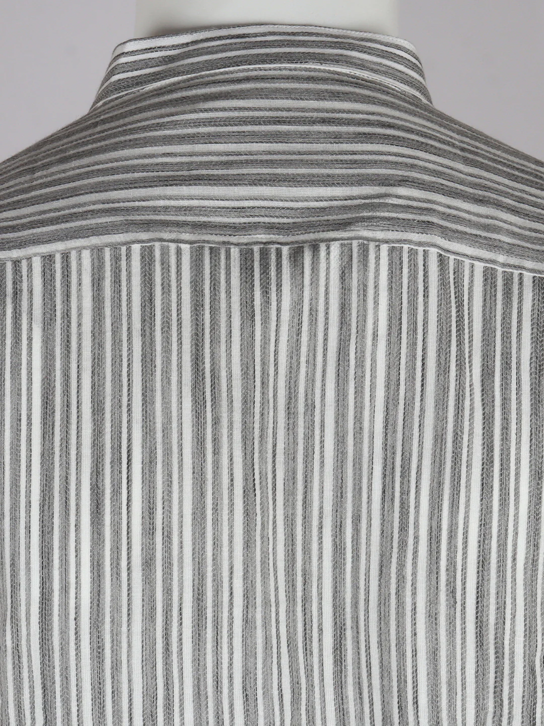 Men Cotton Short Length Striped Pocket Kurta White Grey RJ28 - Image 3