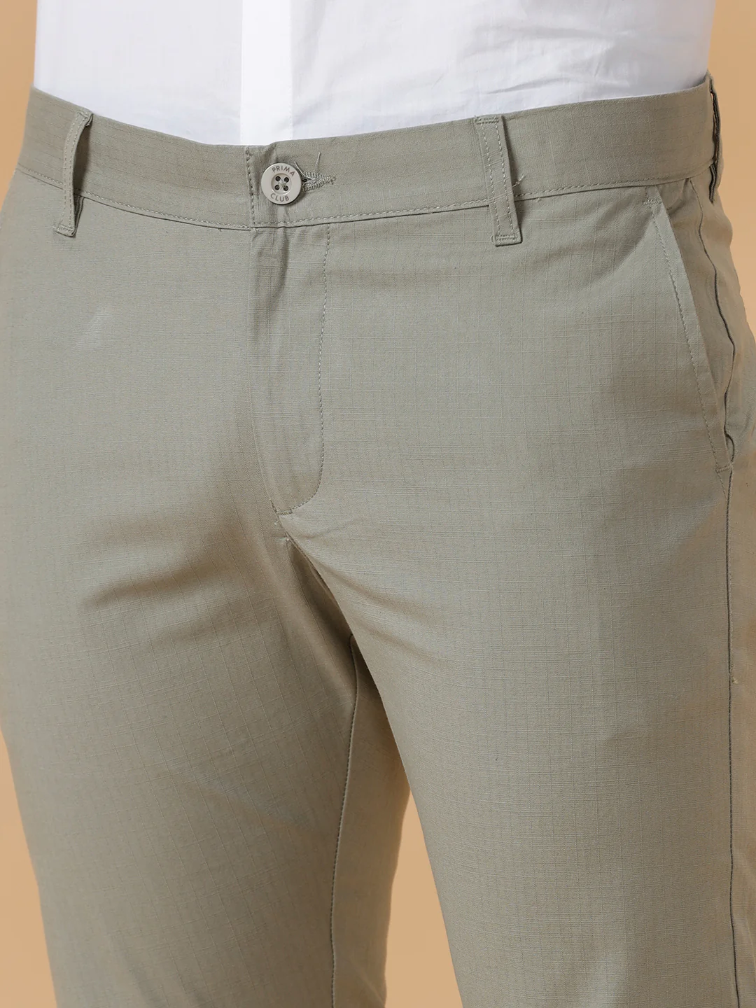 Men Cotton Lycra Smart Fit Stretch Pant Olive Green Linox - Image 4