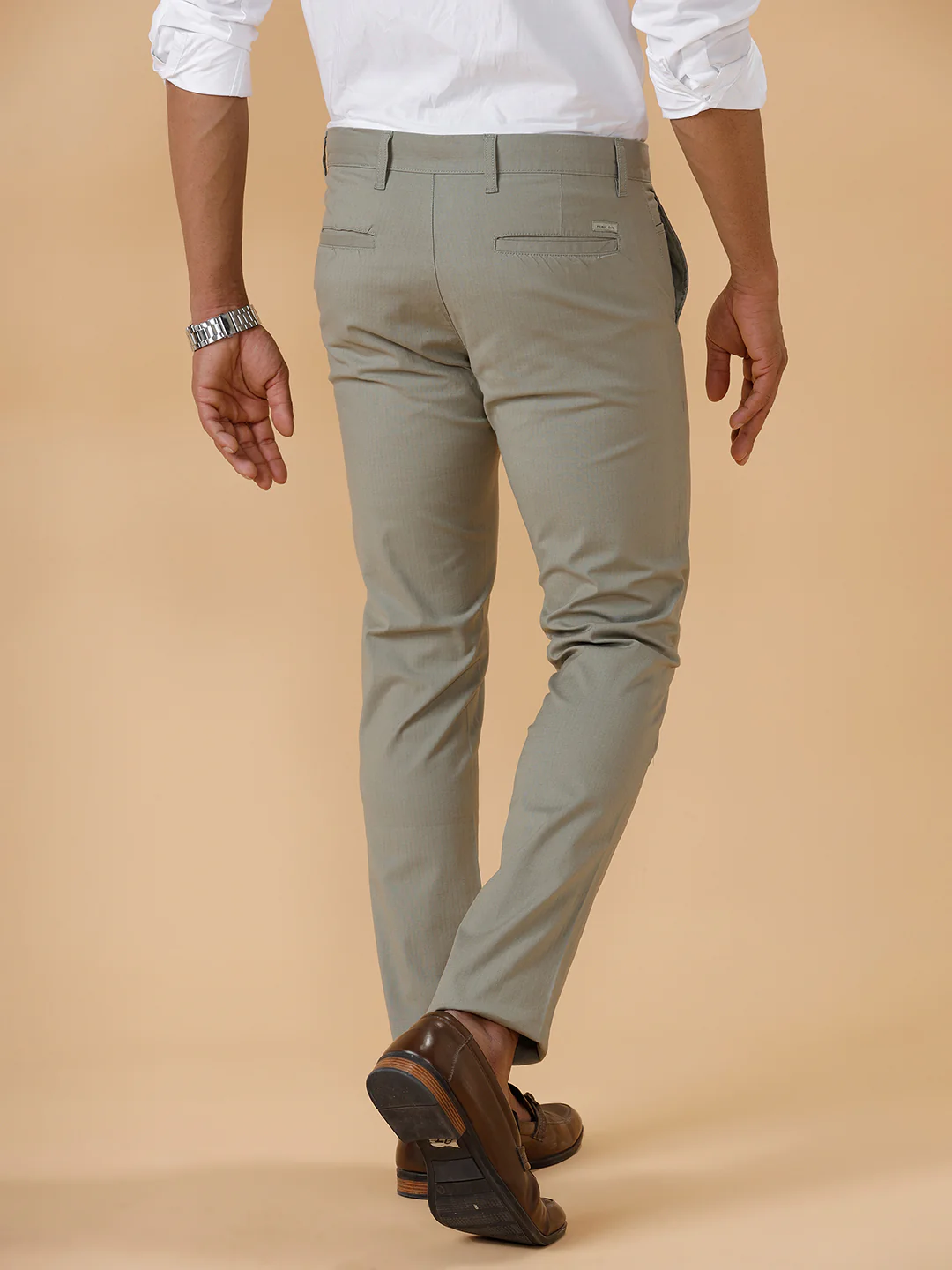 Men Cotton Lycra Smart Fit Stretch Pant Olive Green Linox - Image 5