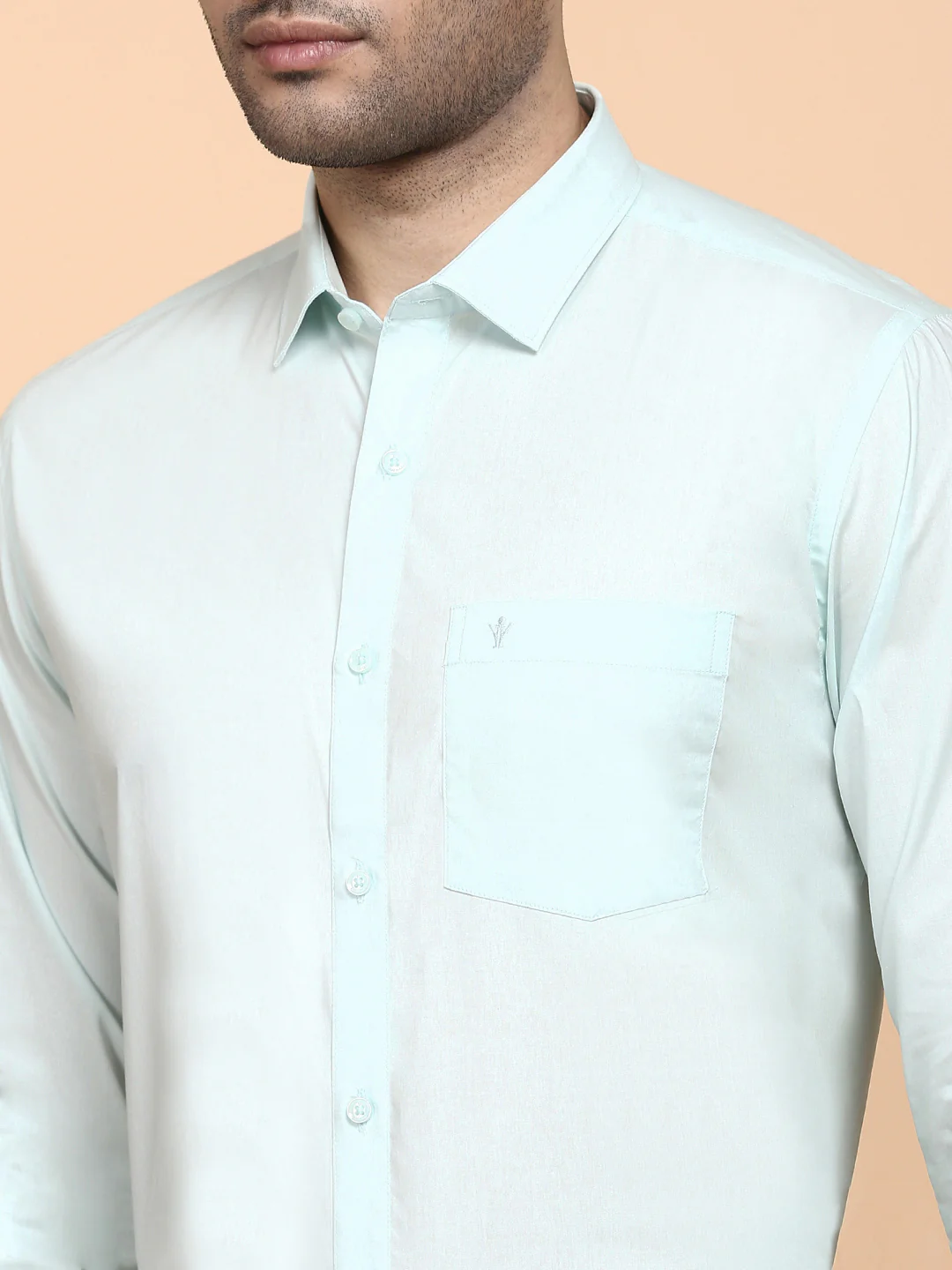 Men Cotton Spandex Shirt 2 way stretch Blue LY1 - Image 8