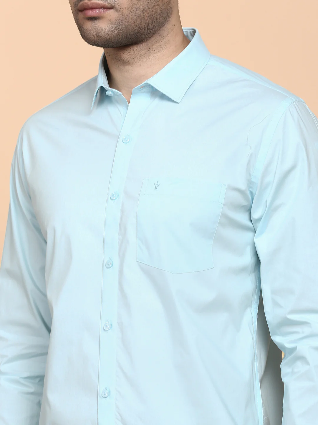 Men Cotton Spandex Shirt 2 way stretch Blue LY2 - Image 6