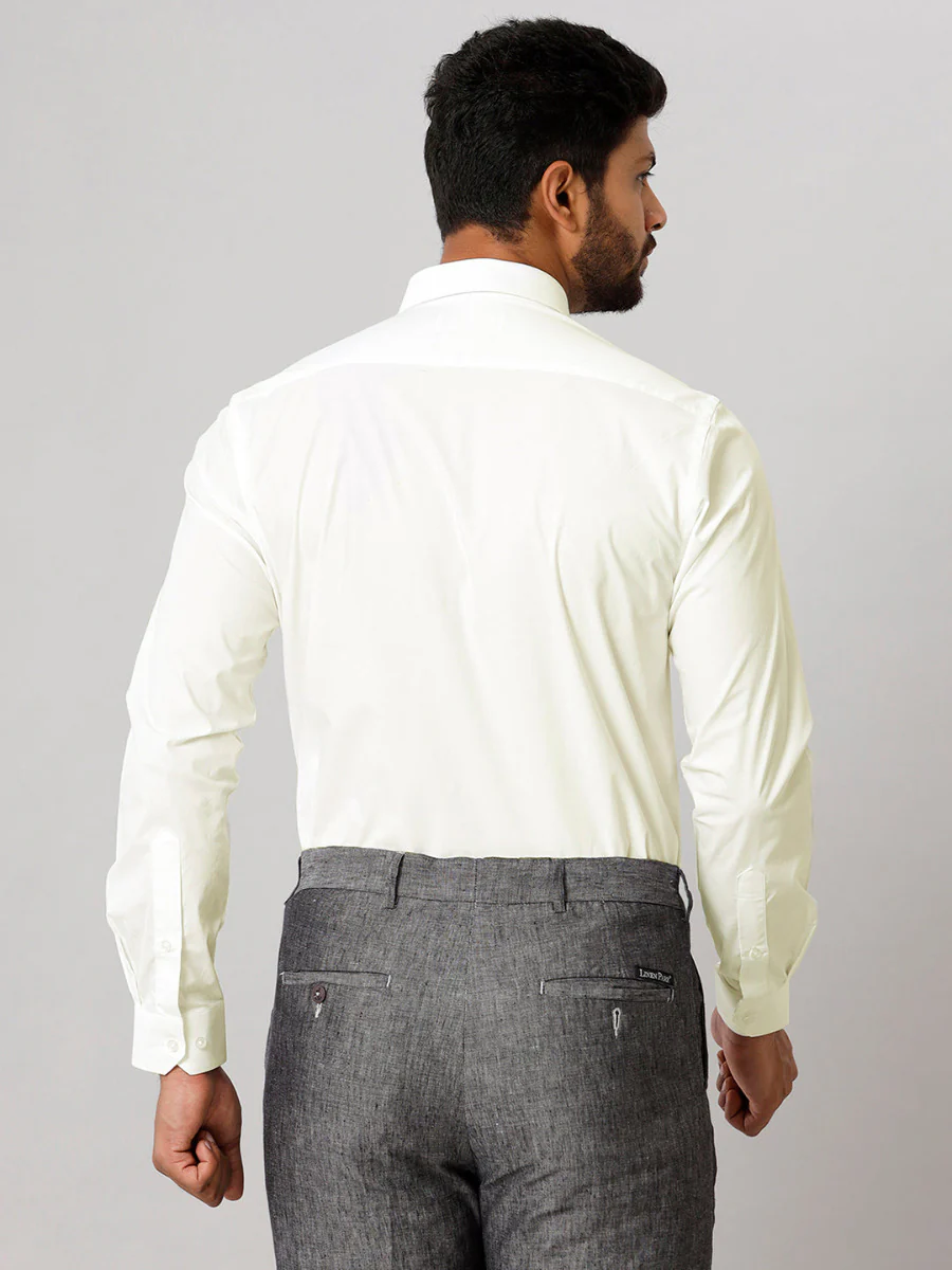 Men Cotton Spandex Shirt 2 Way Stretch Cream - Image 4