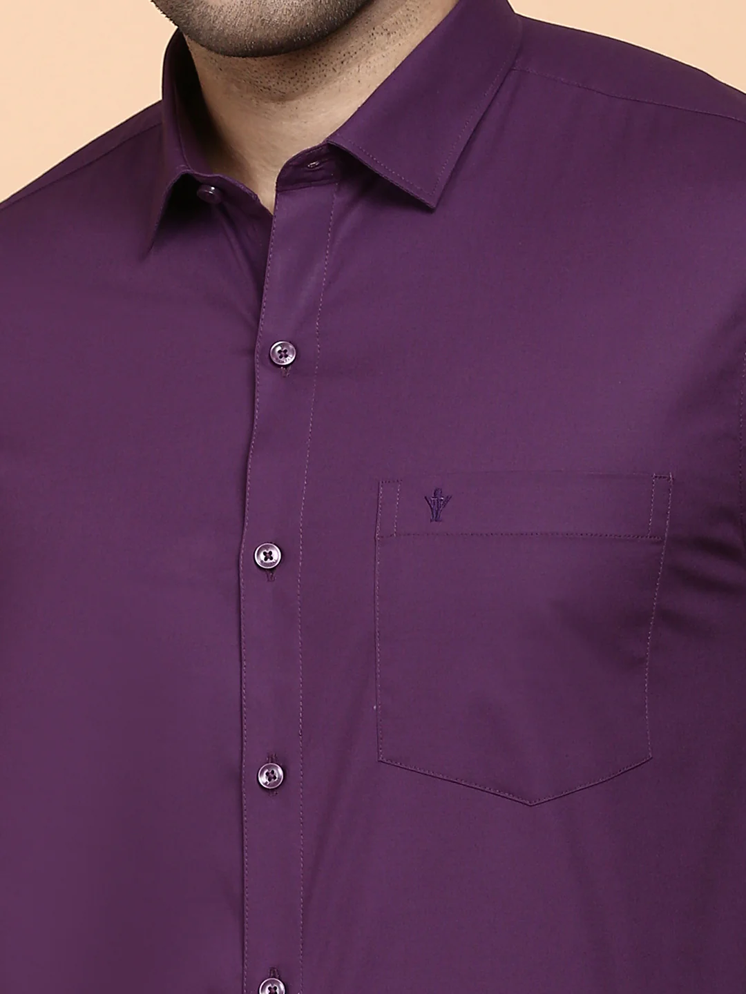 Men Cotton Spandex Shirt 2 Way Stretch Purple LY5 - Image 8