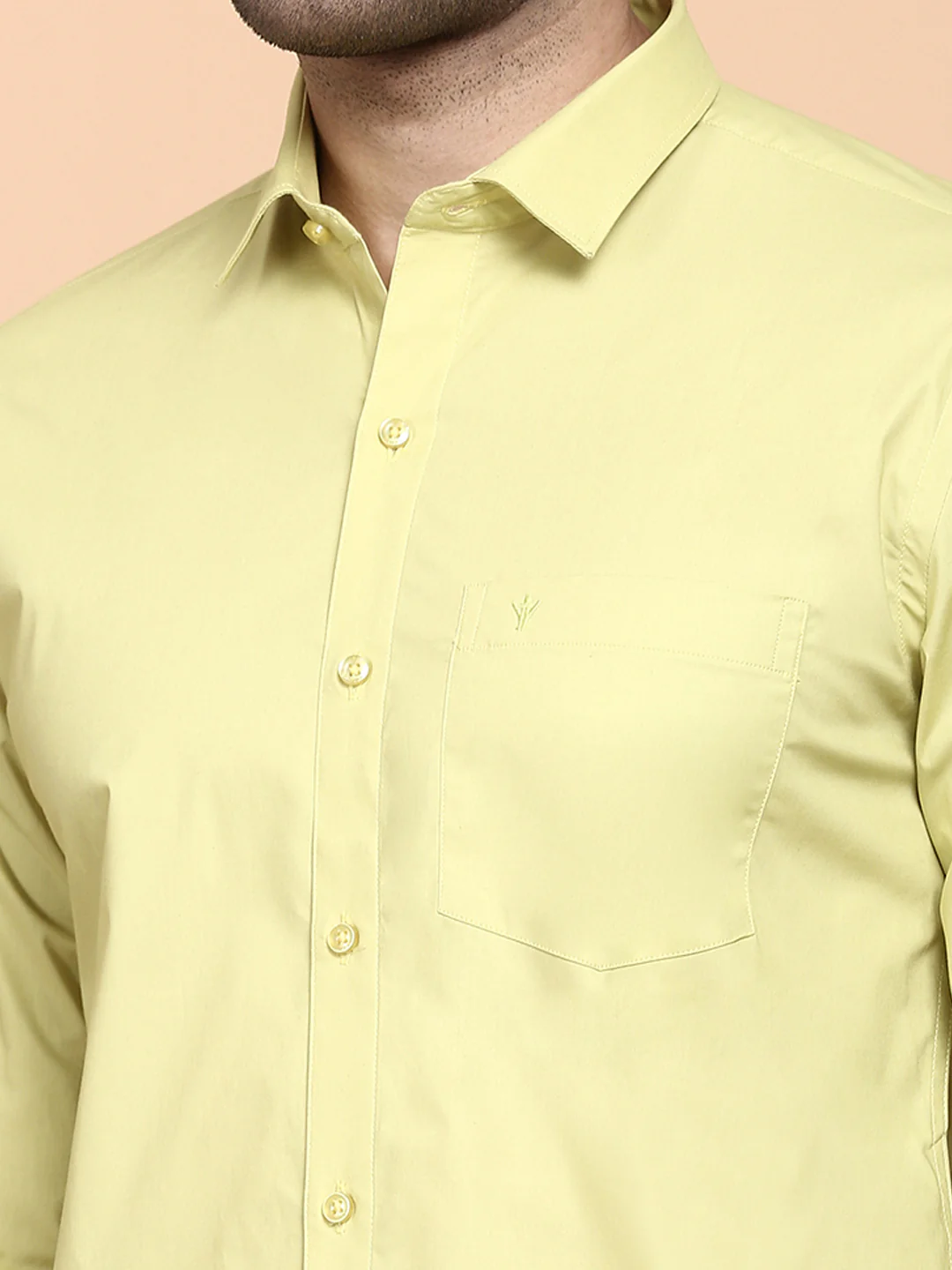 Men Cotton Spandex Shirt 2 Way Stretch Yellow LY3 - Image 5