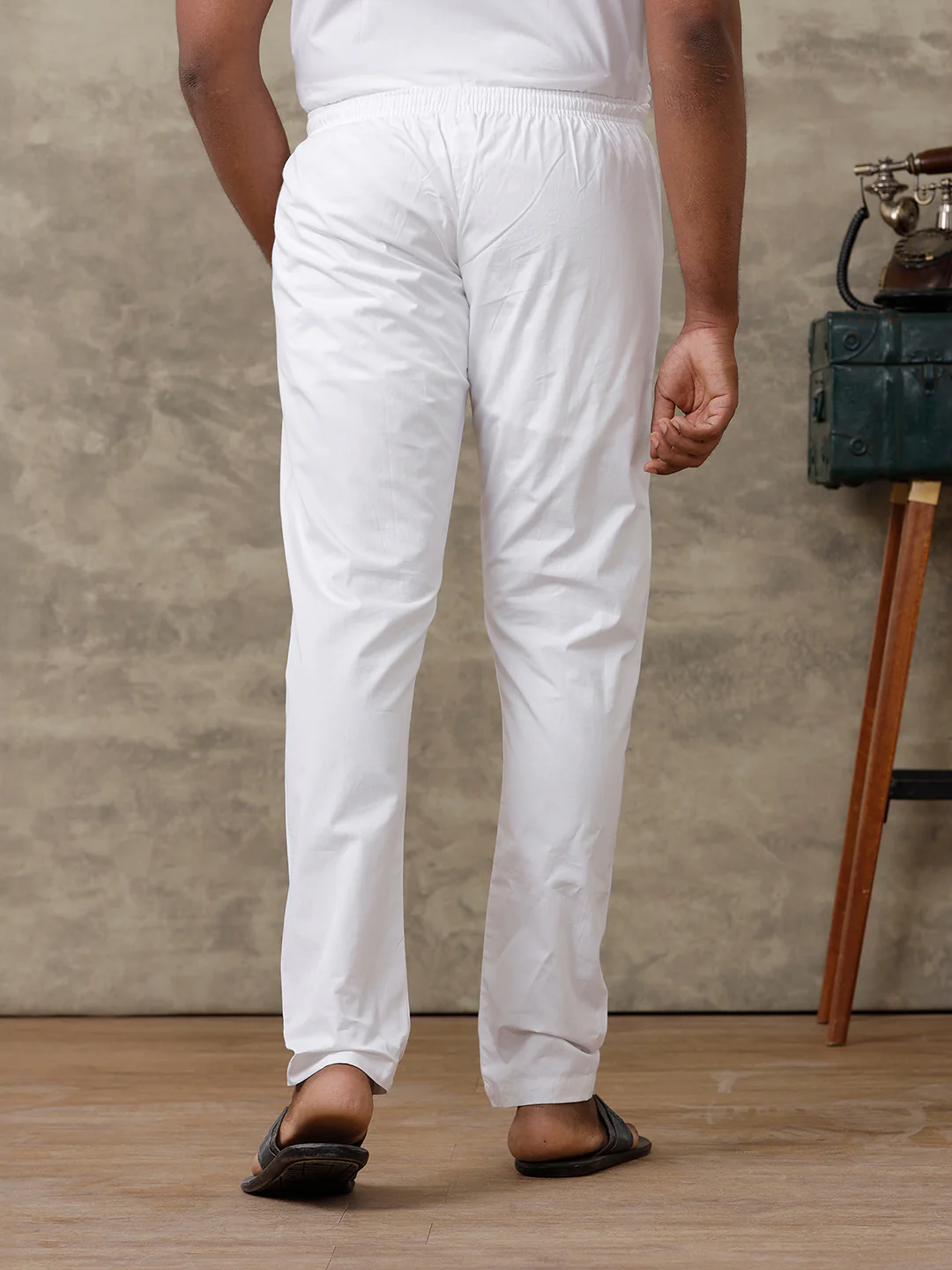 Men Cotton White Kurta Pants - Image 5