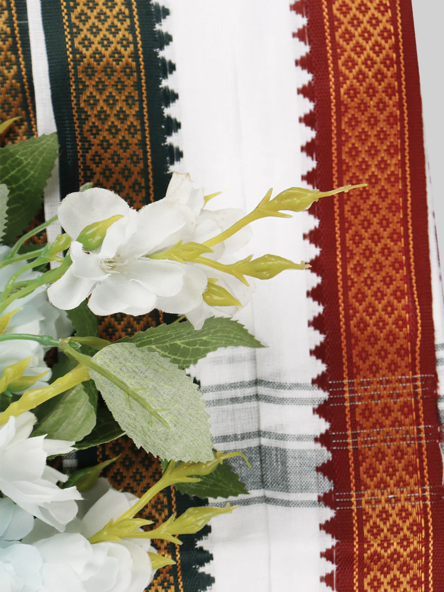 Men Cotton White Pramatha Towel (Pack of 2) - Image 3