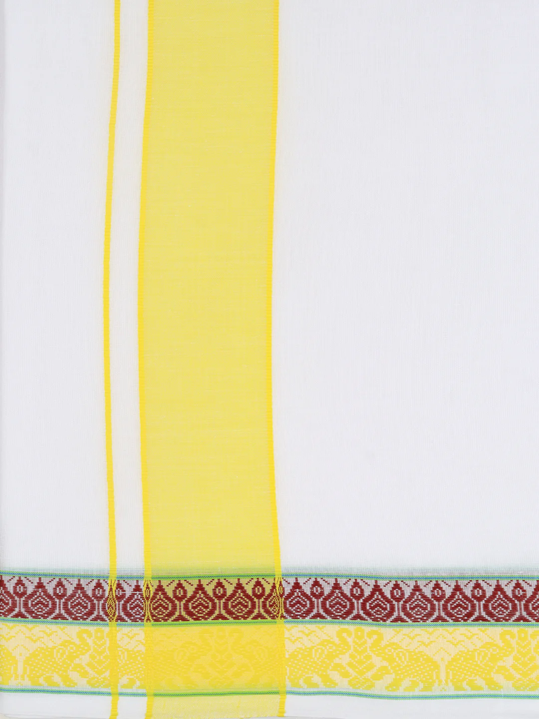 Men Cotton Yellow Fancy Border Panchakacham with Angavasthram (9+5) JD06 - Image 4