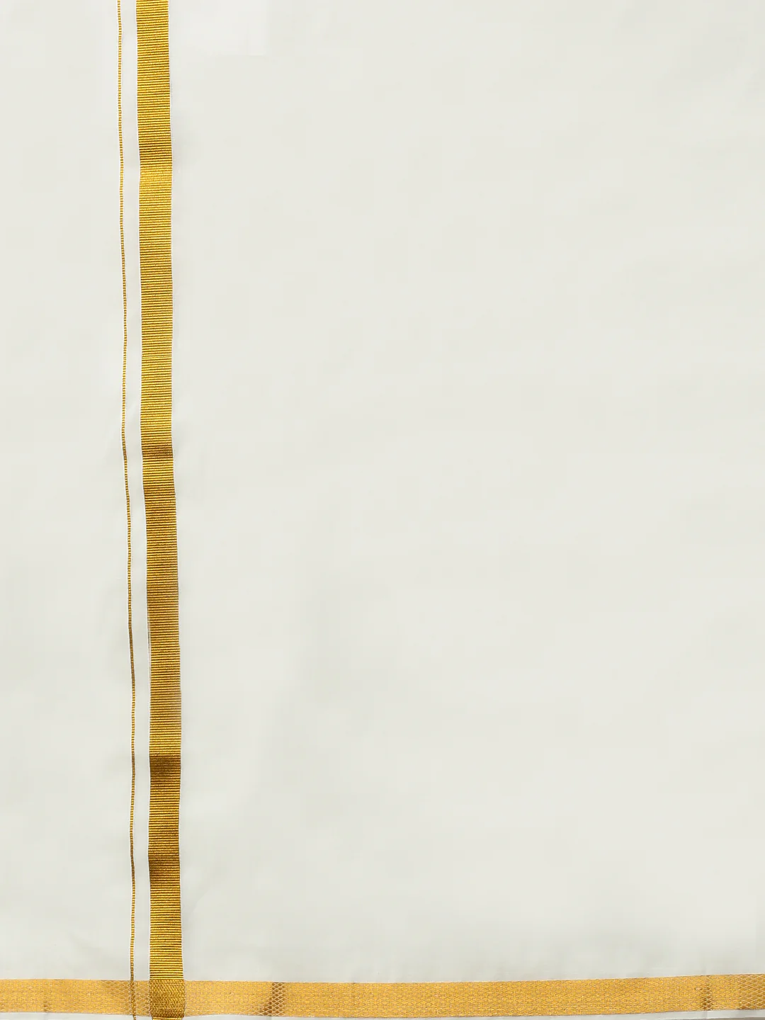 Men Cream with Jari Border Readymade Pocket Single Layer Dhoti Genxt - Image 3