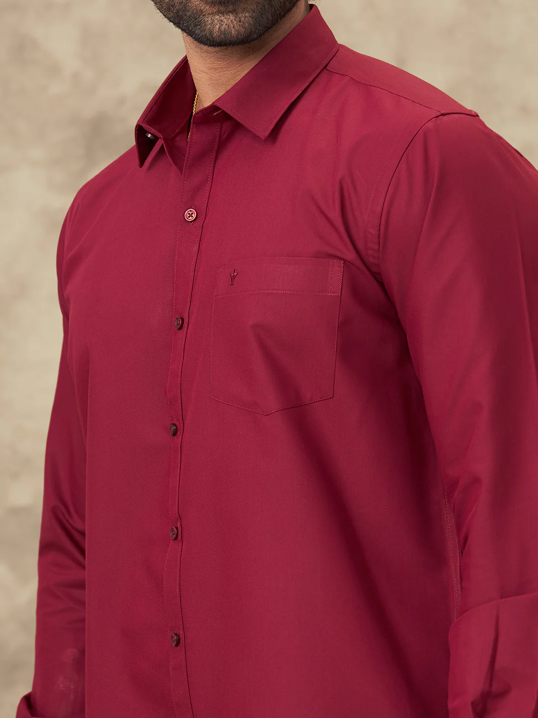 Men Dark Burgundy Shirt With Matching Border Dhoti Set Trendy - Image 6