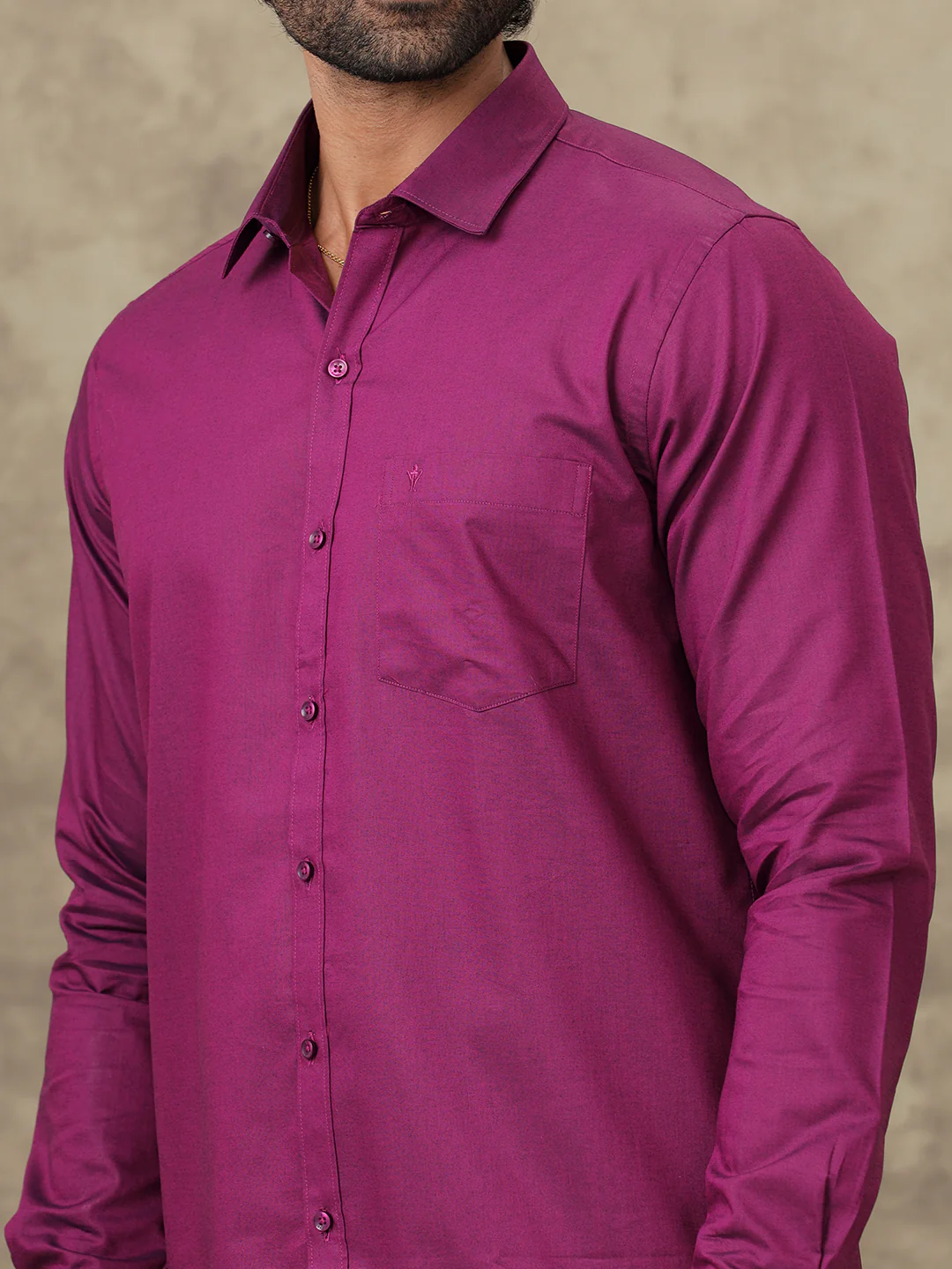 Men Dark Raspberry Shirt With Matching Border Dhoti Set Evolution - Image 4