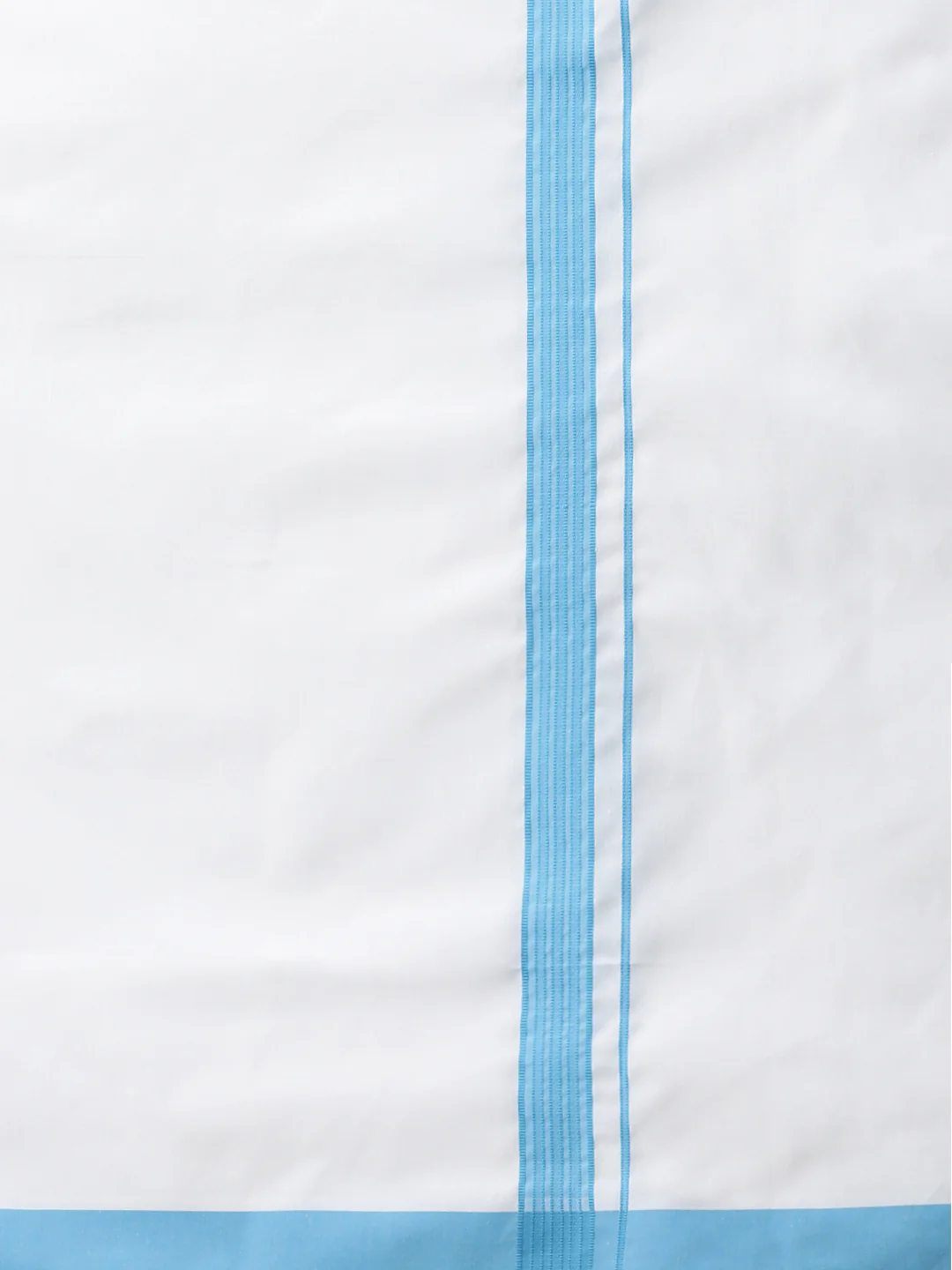 Men Eastern Blue Matching Border Dhoti & Full Sleeves Shirt Set CV5 - Image 7