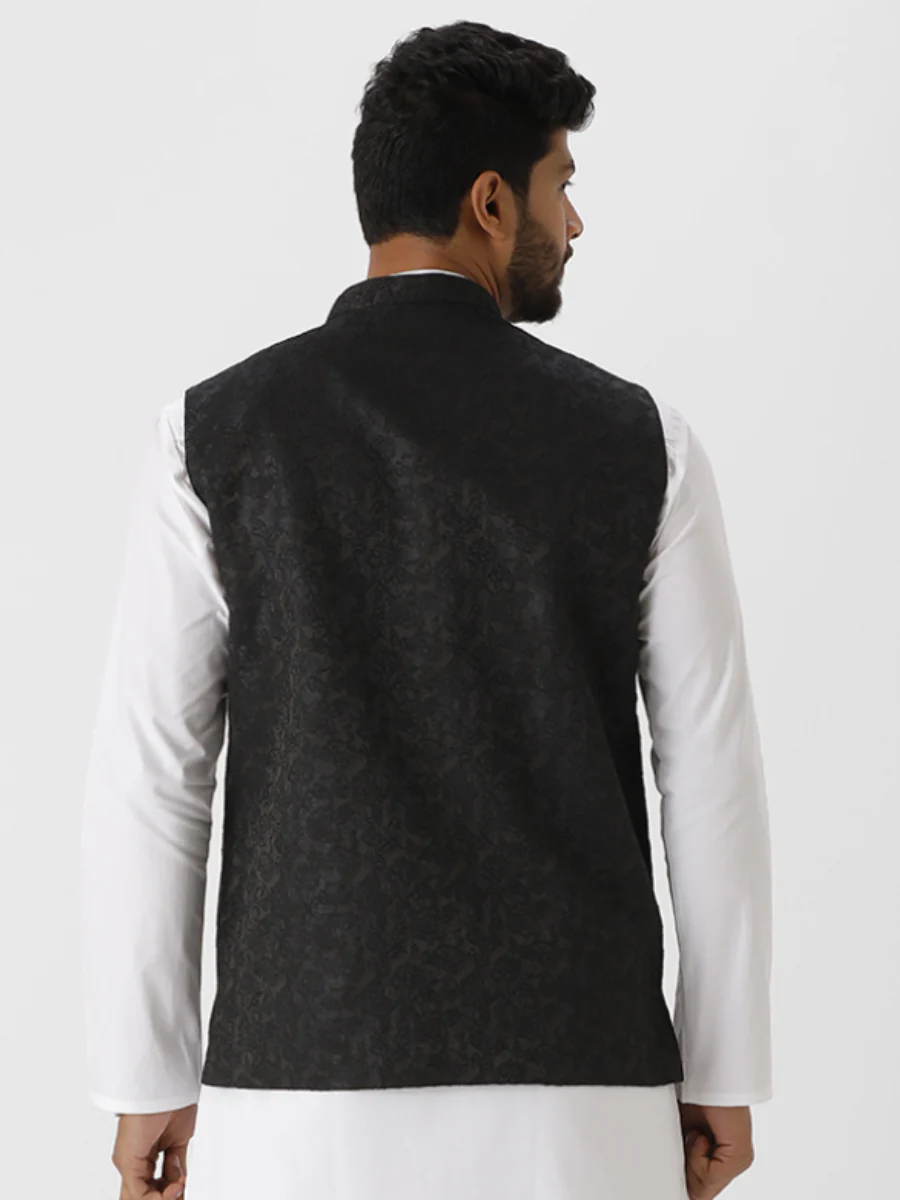Men Ethnic Jacket Black JB4 - Image 3