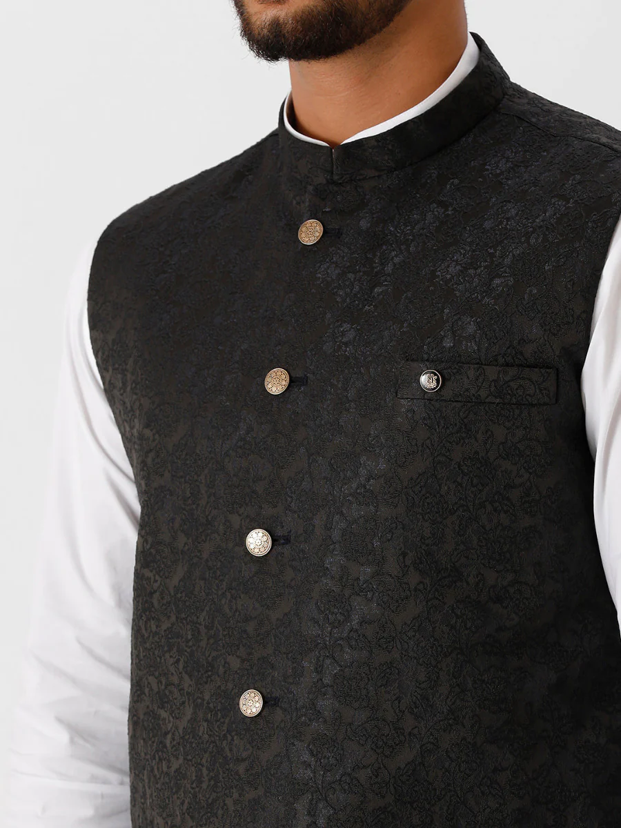 Men Ethnic Jacket Black JB4 - Image 4