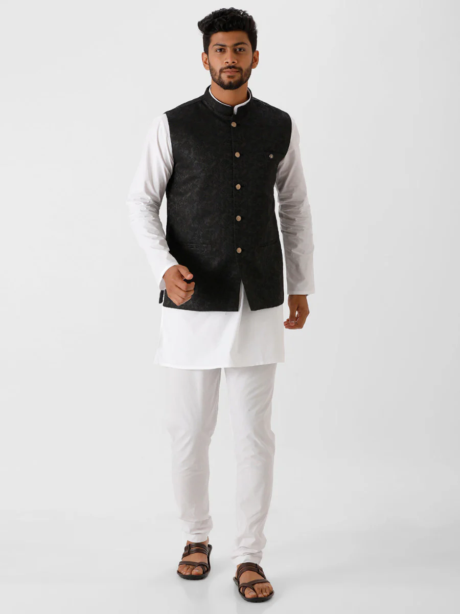 Men Ethnic Jacket Black JB4 - Image 5