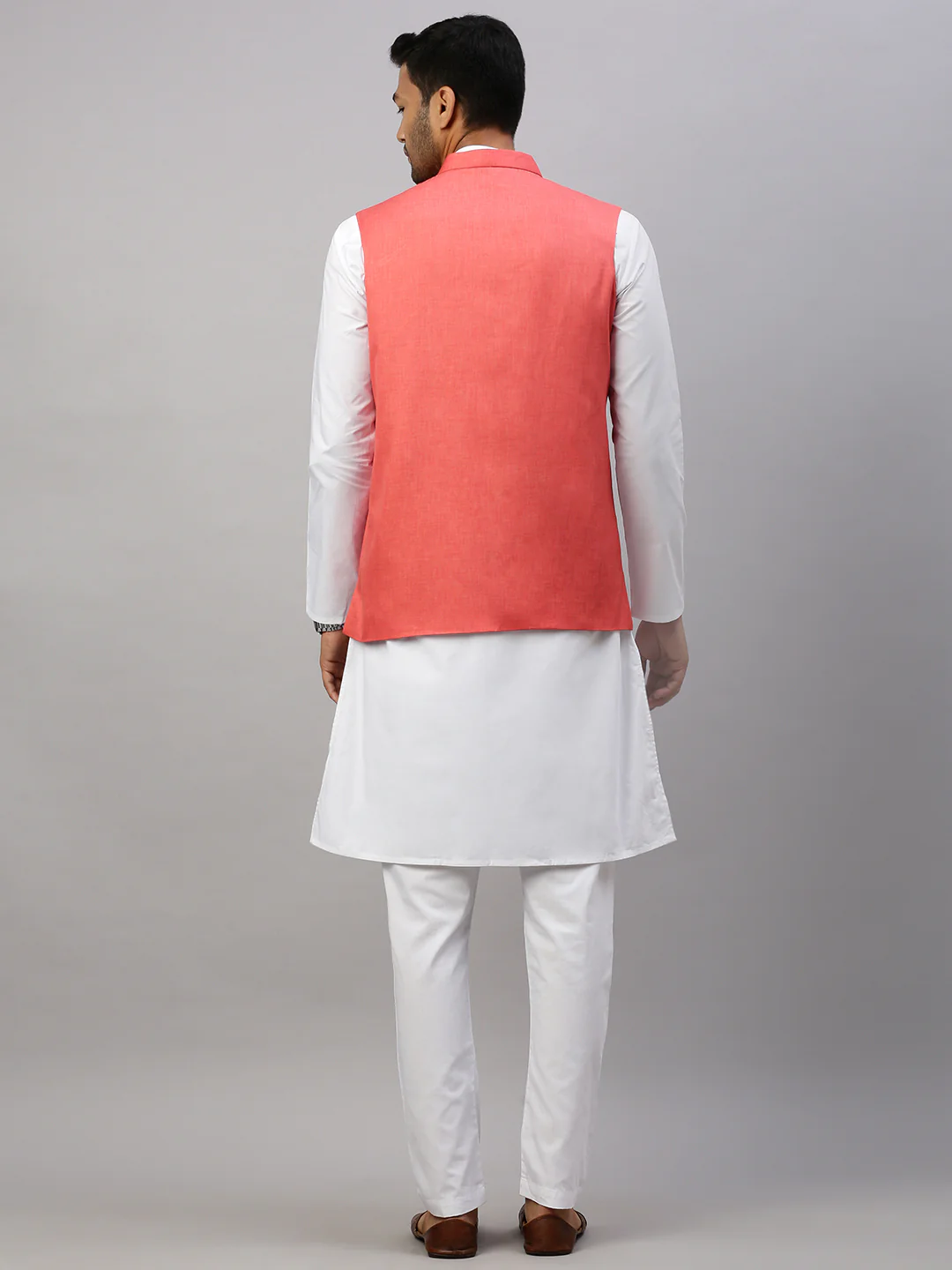 Men Ethnic Jacket Bright Red JA3 - Image 3