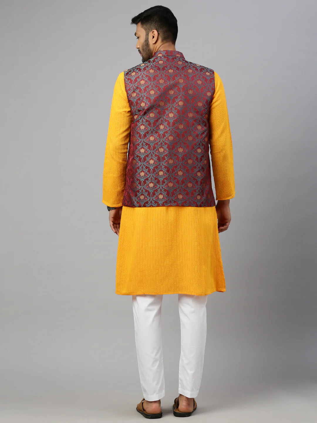 Men Ethnic Jacket Brownish Red JD21 - Image 5