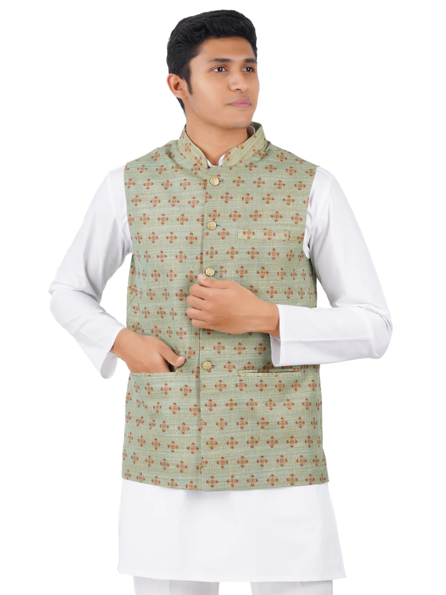 Men Ethnic Jacket Green JD3