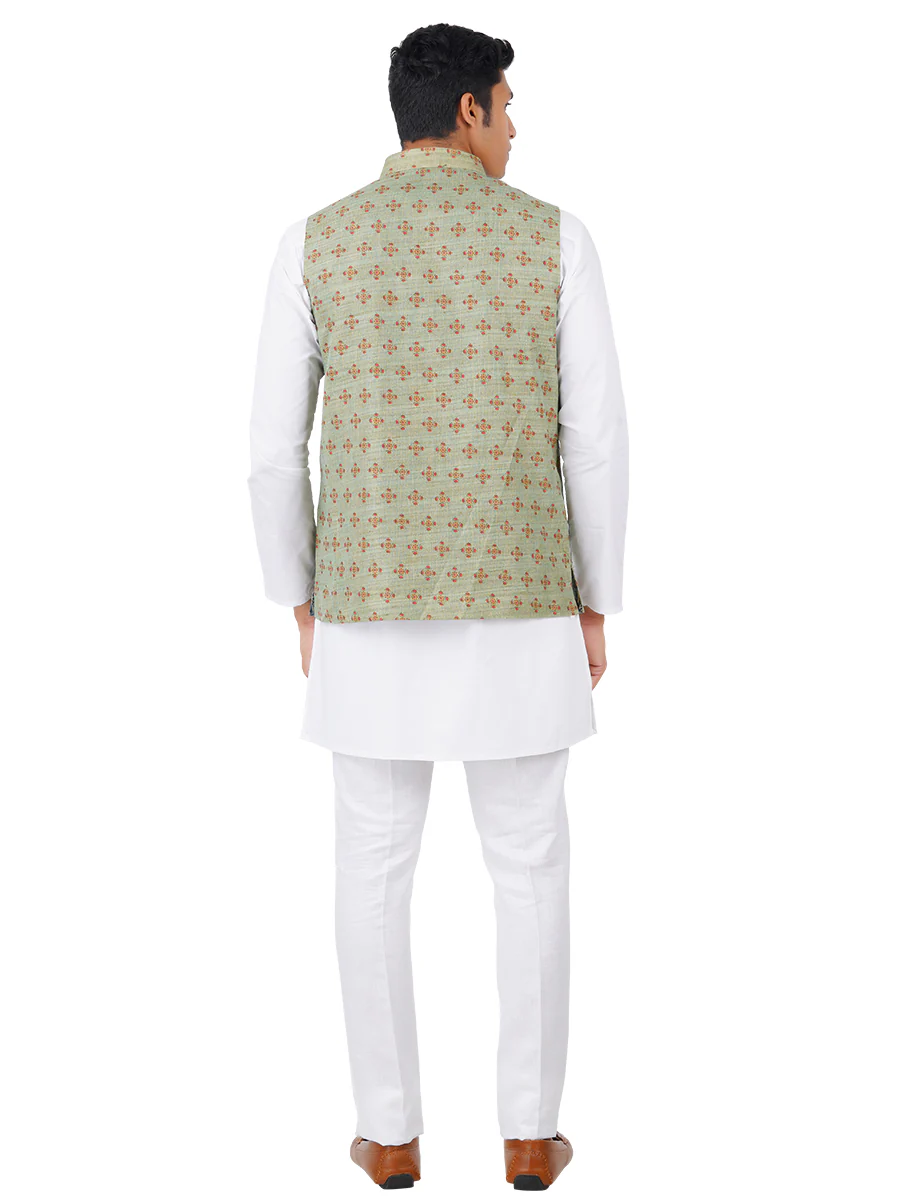 Men Ethnic Jacket Green JD3 - Image 2