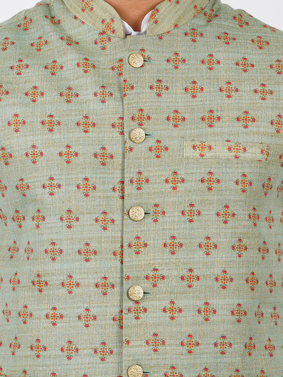 Men Ethnic Jacket Green JD3 - Image 5