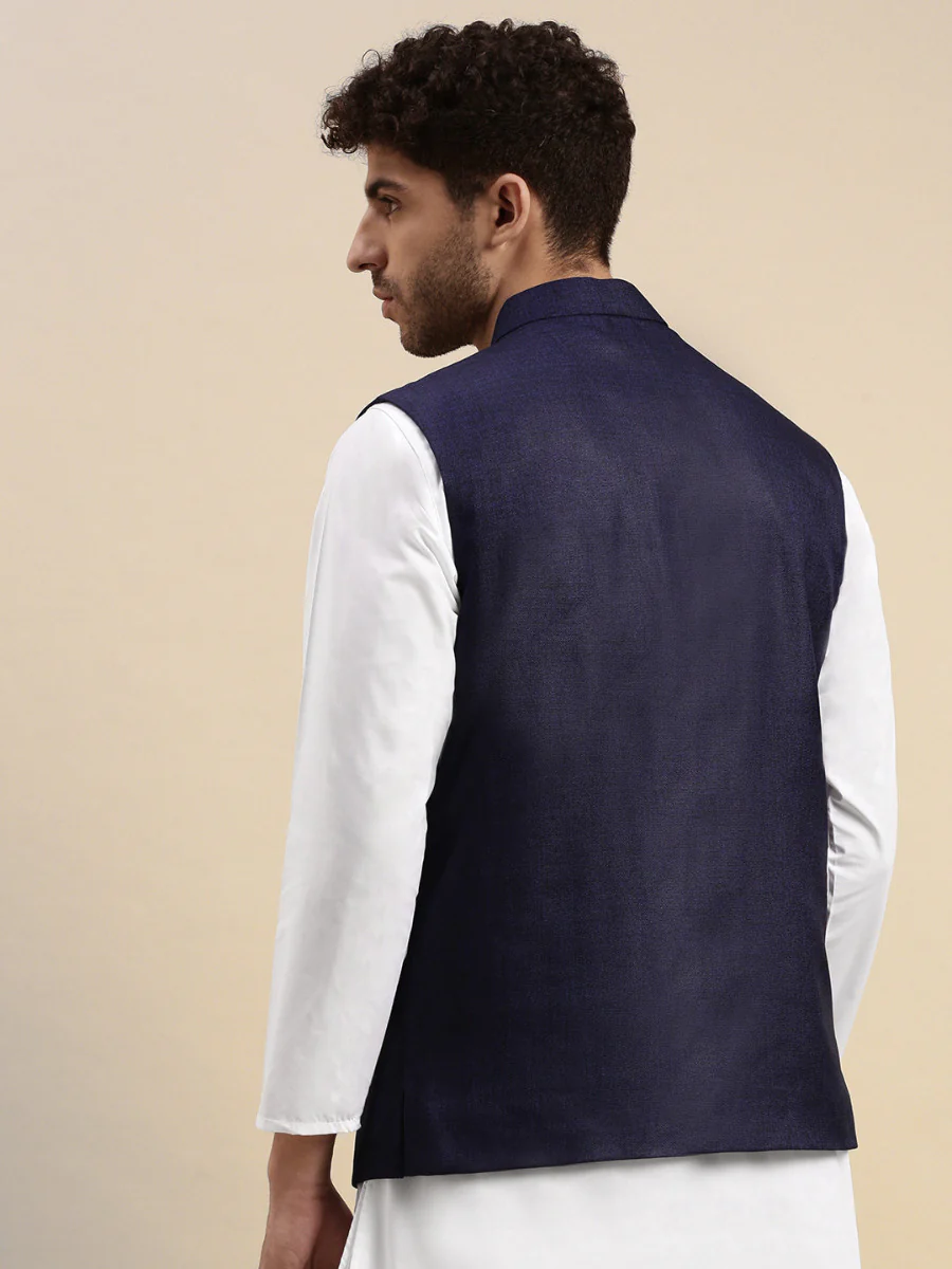 Men Ethnic Jacket Navy DW14 - Image 2