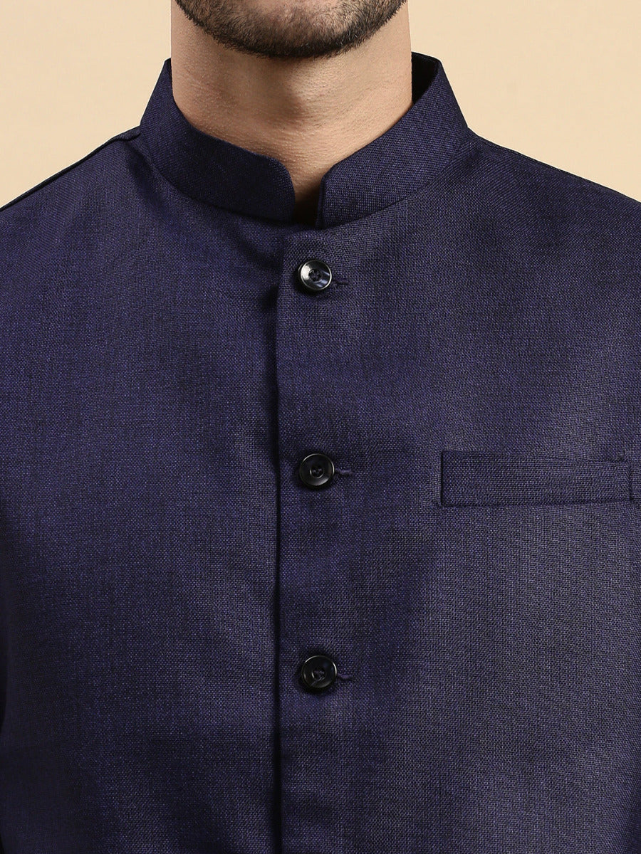 Men Ethnic Jacket Navy DW14 - Image 4