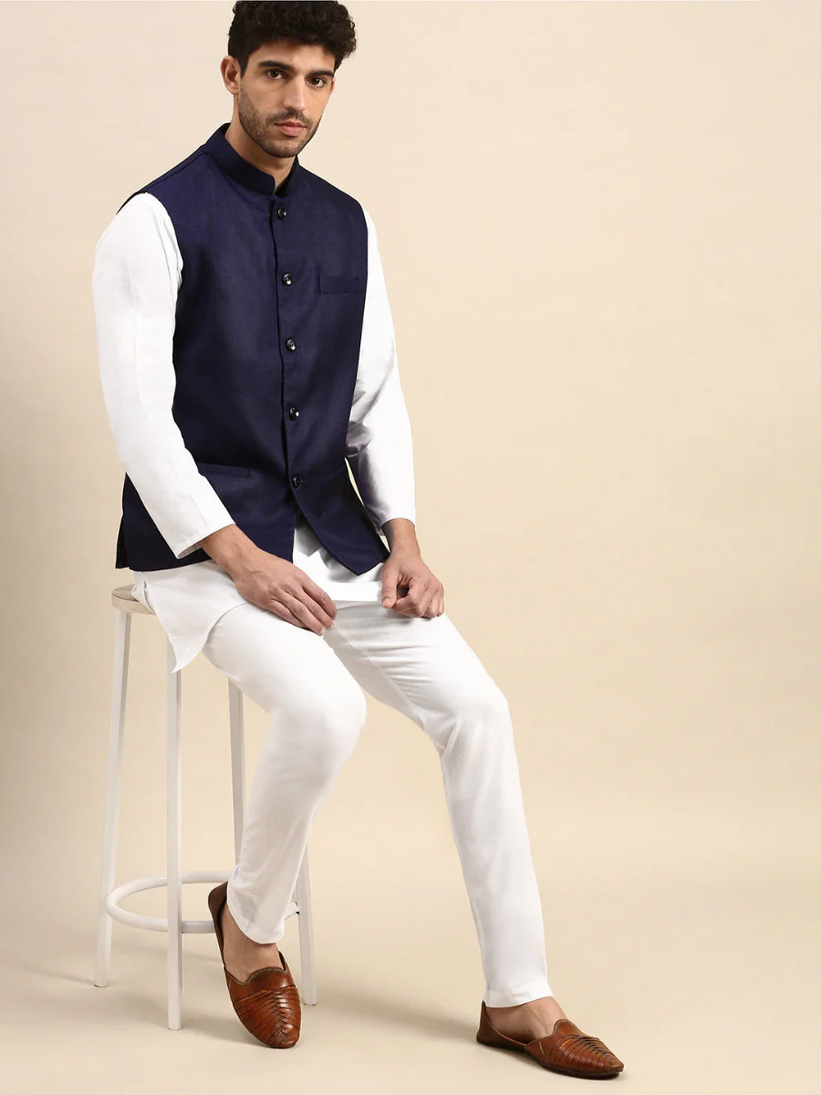 Men Ethnic Jacket Navy DW14 - Image 5