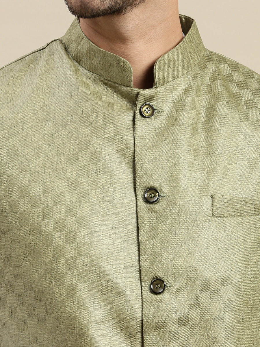 Men Ethnic Jacket Olive Green DD8 - Image 6
