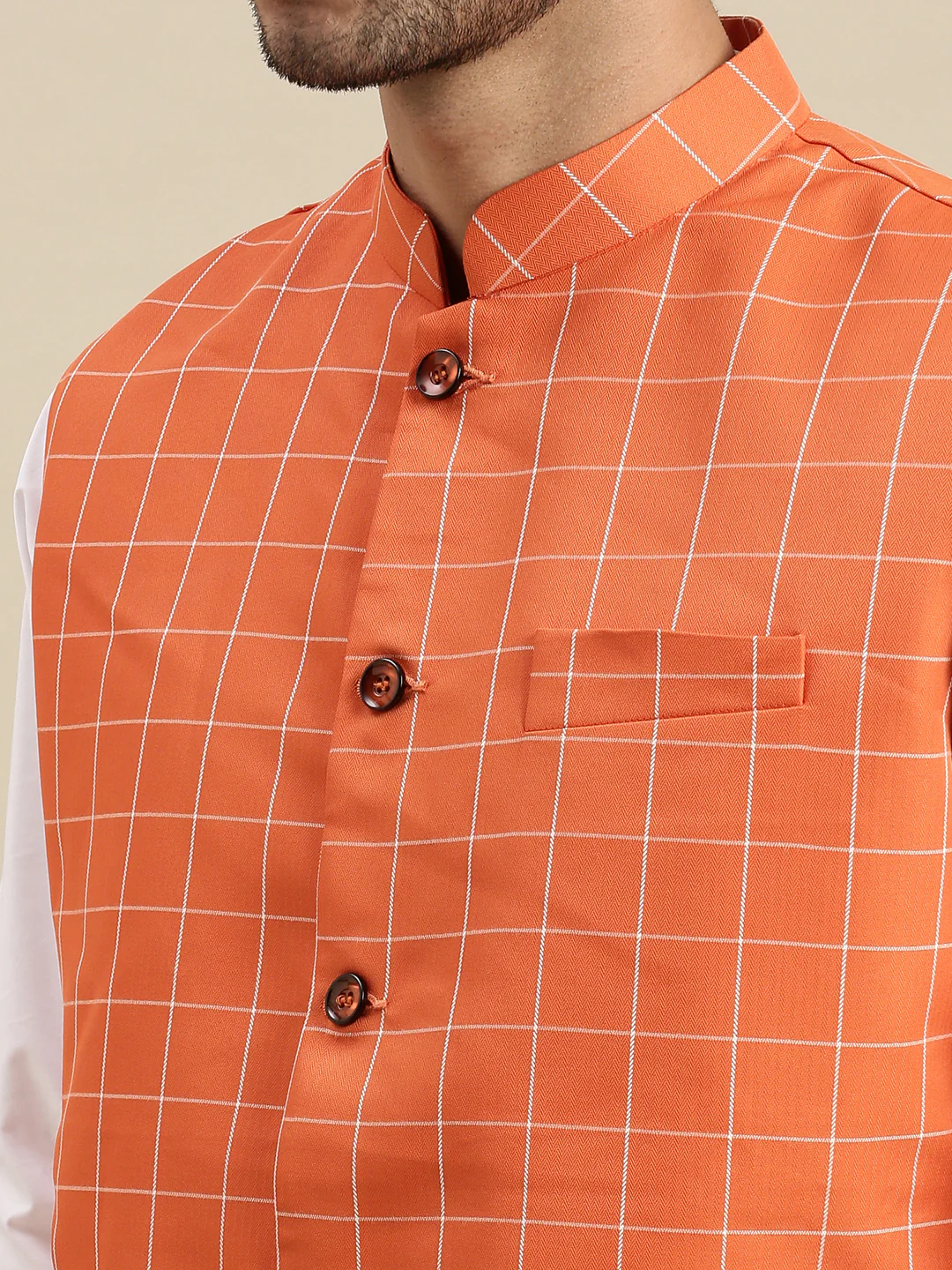 Men Ethnic Jacket Orange DC2 - Image 3